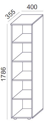 Biroja plaukts Flexx, 5 plaukti, 1800 x 400 x 355 mm - Ergostock.lv