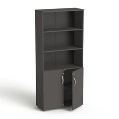 Biroja skapju komplekts Flexx One, trīs skapji, kopējais platums 256 cm, grafīta - Ergostock.lv