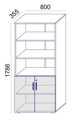 Biroja skapju komplekts Flexx One, trīs skapji, kopējais platums 256 cm, grafīta - Ergostock.lv