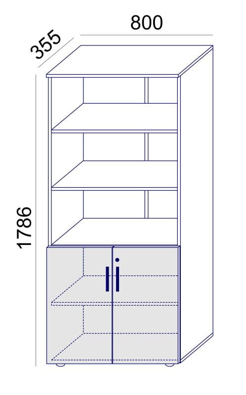 Biroja skapju komplekts Flexx One, trīs skapji, kopējais platums 256 cm, grafīta - Ergostock.lv