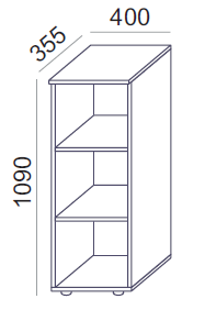 Biroja plaukts Flexx, 3 plaukti, 1090 x 400 x 355 mm - Ergostock.lv