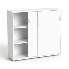 Biroja skapju komplekts Flexx One, trīs skapji, kopējais platums 256 cm, balts - Ergostock.lv