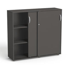 Biroja skapju komplekts Flexx One, trīs skapji, kopējais platums 256 cm, grafīta - Ergostock.lv