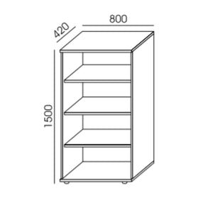 Biroja plaukts NUWO, 4 plaukti, 1500x800x420 mm, konfigurējams - Ergostock.lv