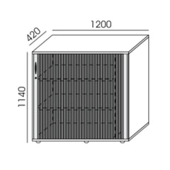 Biroja skapis NUWO ar rullo durvīm, 3 plaukti, 1140x1200x420 mm, konfigurējams - Ergostock.lv