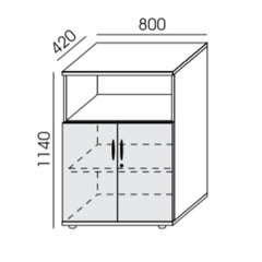 Biroja skapis NUWO, 3 plaukti, ar durvīm, 1140x800x420 mm, konfigurējams - Ergostock.lv