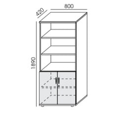 Biroja skapis NUWO, 5 plaukti, ar durvīm, 1890x800x420 mm, konfigurējams - Ergostock.lv