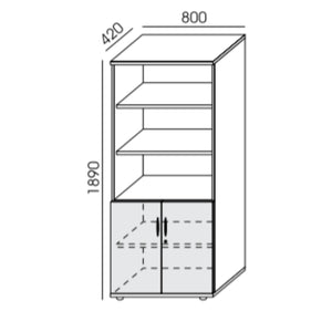 Biroja skapis NUWO, 5 plaukti, ar durvīm, 1890x800x420 mm, konfigurējams - Ergostock.lv