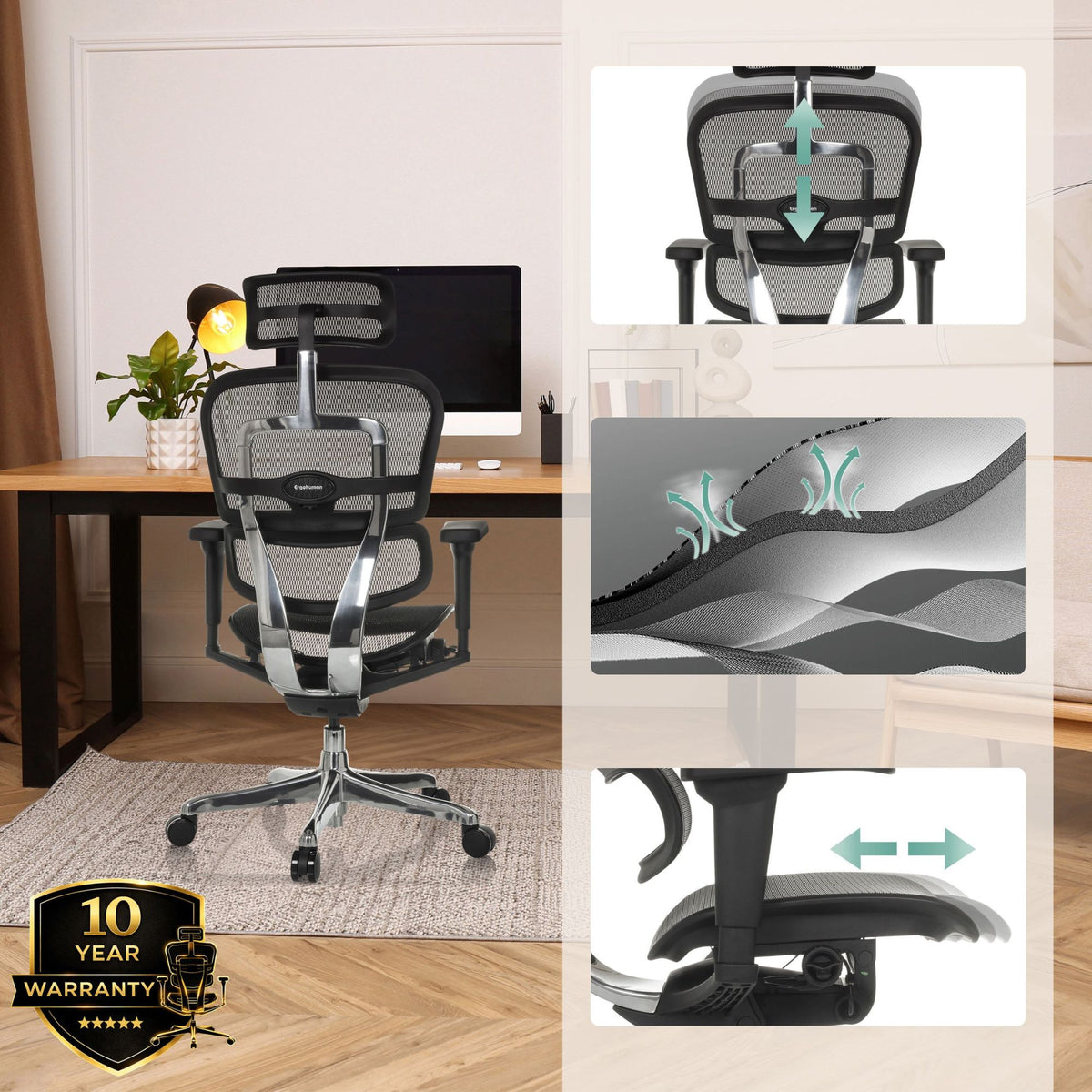 Biroja krēsls Ergohuman ULTRA GEN2 Black