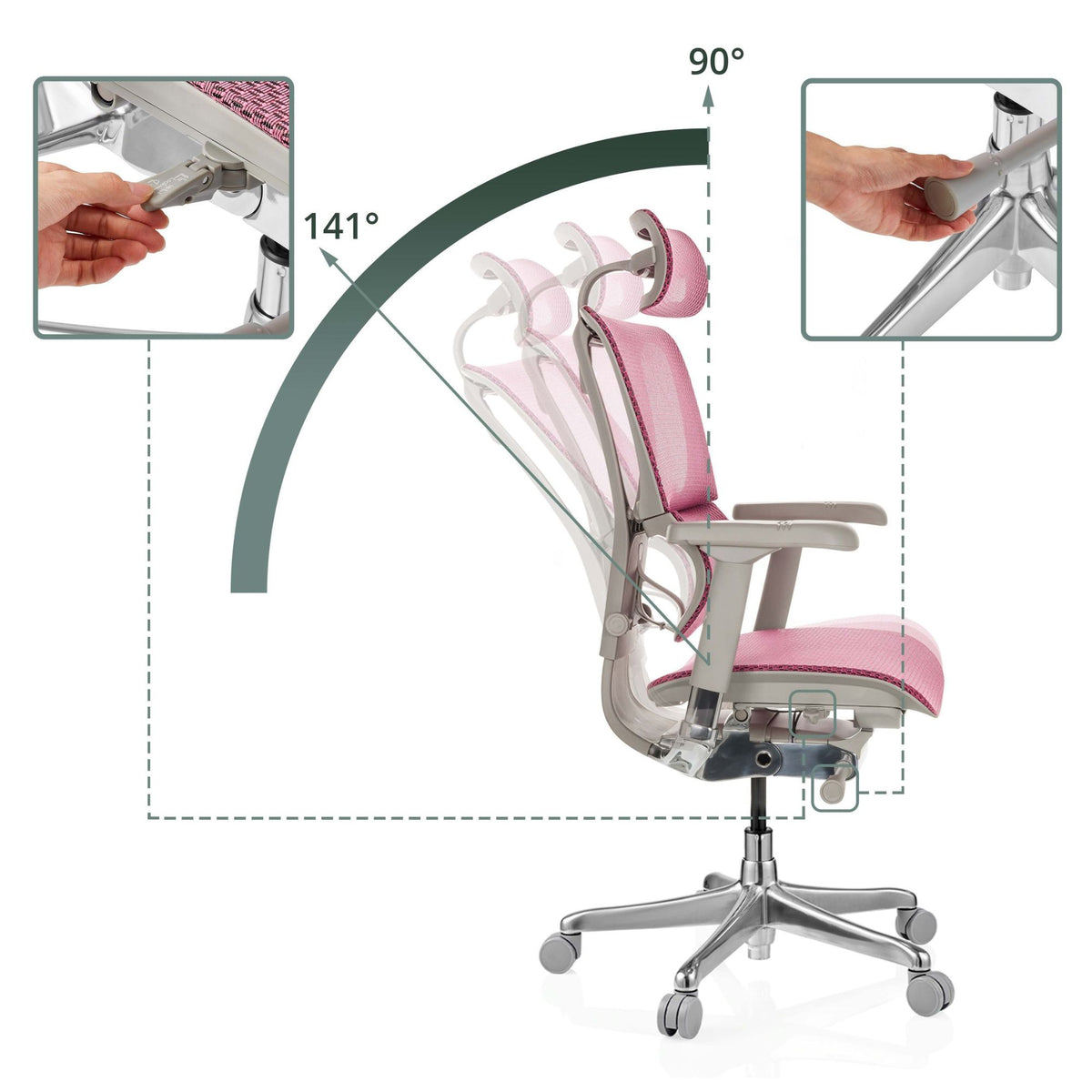 Biroja krēsls Ergohuman SLIM GS GEN2 Rosa