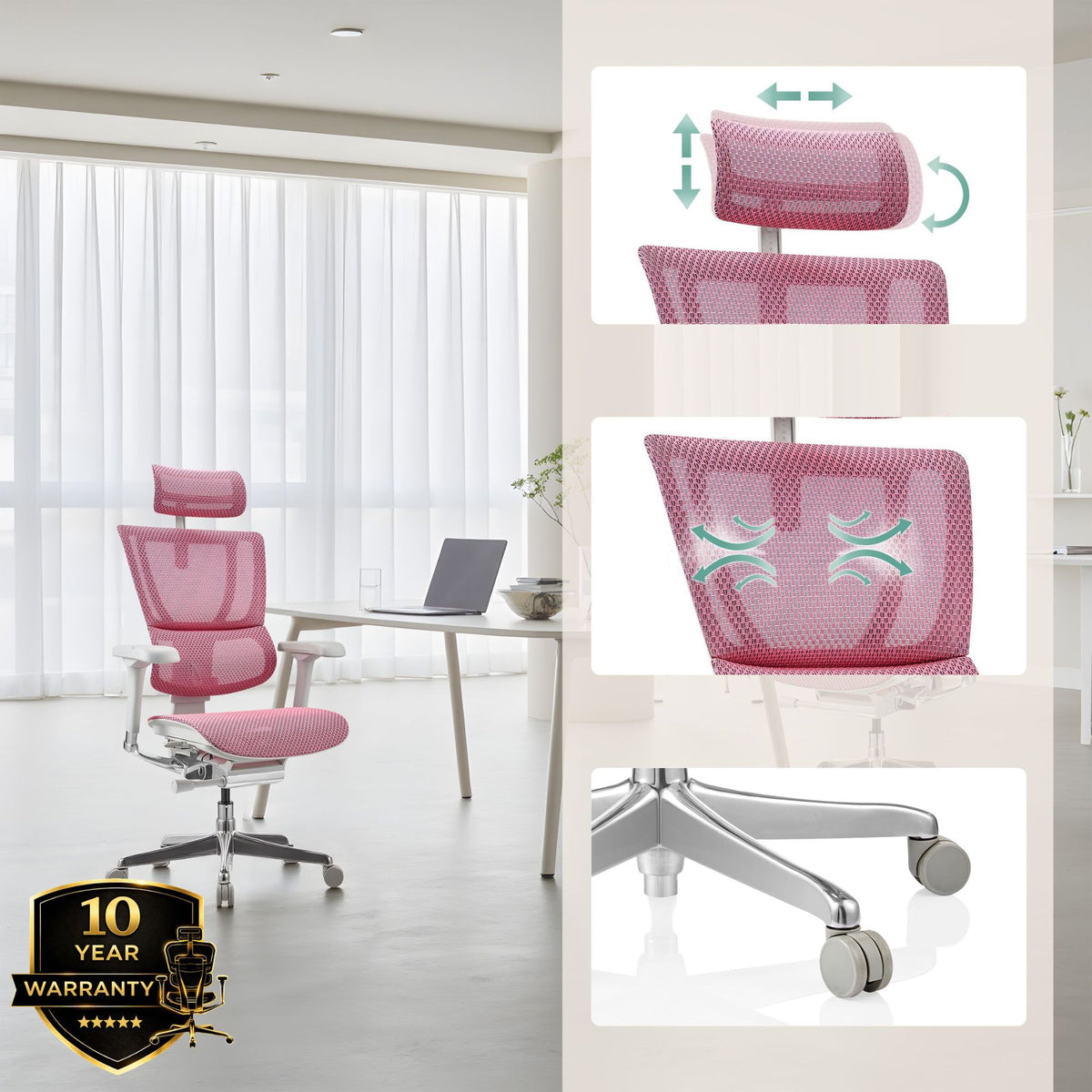 Biroja krēsls Ergohuman SLIM GS GEN2 Rosa