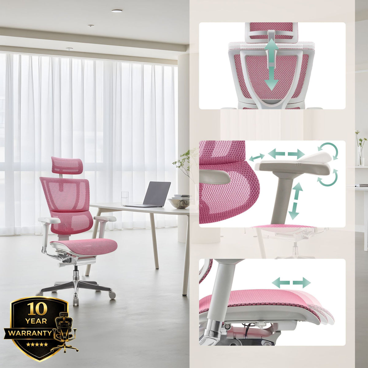 Biroja krēsls Ergohuman SLIM GS GEN2 Rosa