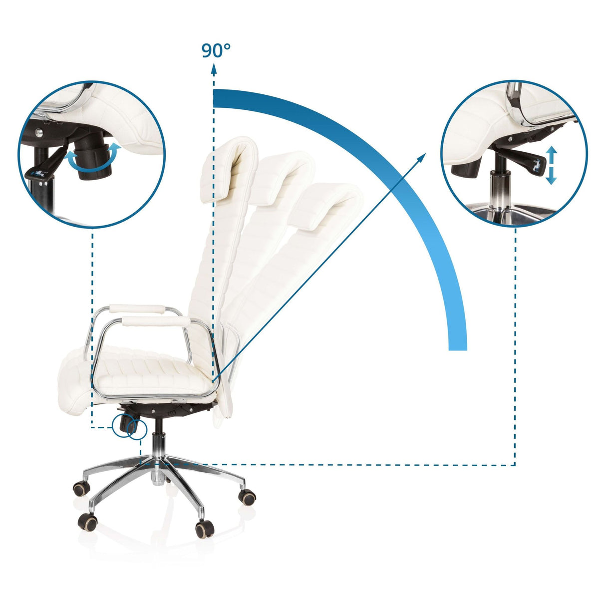 Biroja krēsls ASPERA Nappa Leather Luxus Creme White