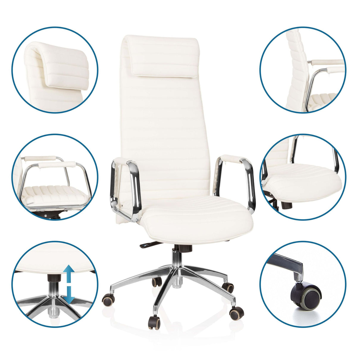 Biroja krēsls ASPERA Nappa Leather Luxus Creme White