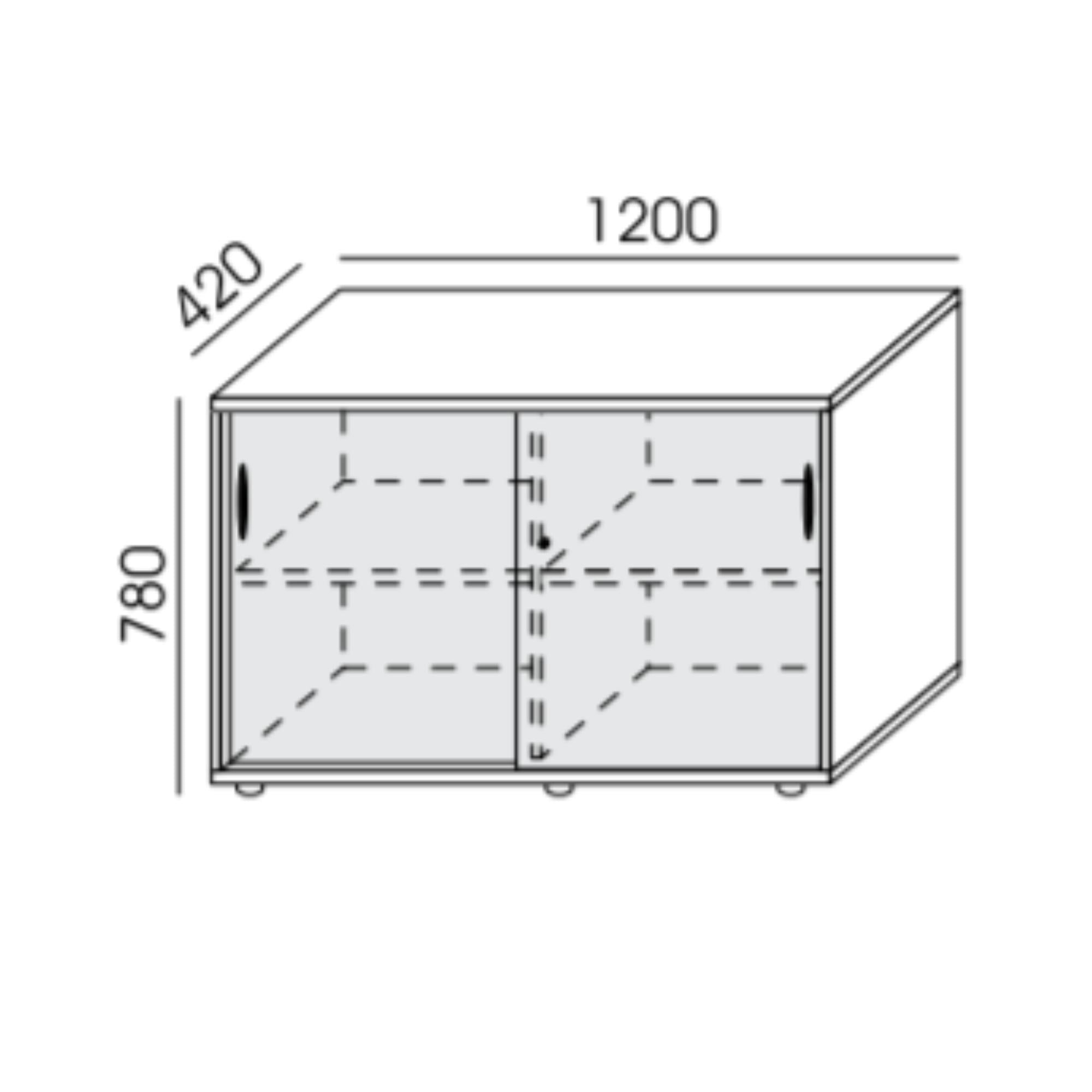 Biroja skapis NUWO ar bīdāmām durvīm, 2 plaukti, 780x1200x420 mm, konfigurējams - Ergostock.lv
