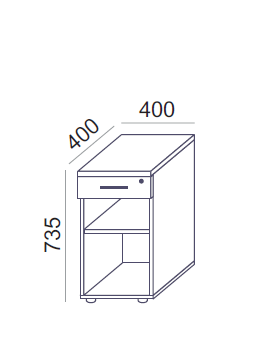 Biroja plaukts Flexx ar slēdzamu atvilktni, 735 x 400 x 400 mm - Ergostock.lv