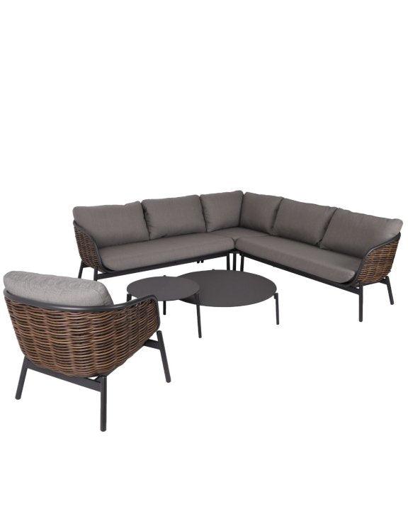 Āra mēbeļu komplekts Snapty Garden Borneo, stūra dīvāns, krēsls un 2 galdiņi-Ergostock