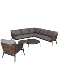 Āra mēbeļu komplekts Snapty Garden Borneo, stūra dīvāns, krēsls un 2 galdiņi-Ergostock