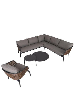 Āra mēbeļu komplekts Snapty Garden Borneo, stūra dīvāns, krēsls un 2 galdiņi-Ergostock