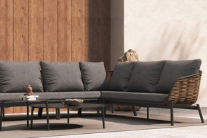 Āra mēbeļu komplekts Snapty Garden Borneo, stūra dīvāns, krēsls un 2 galdiņi-Ergostock