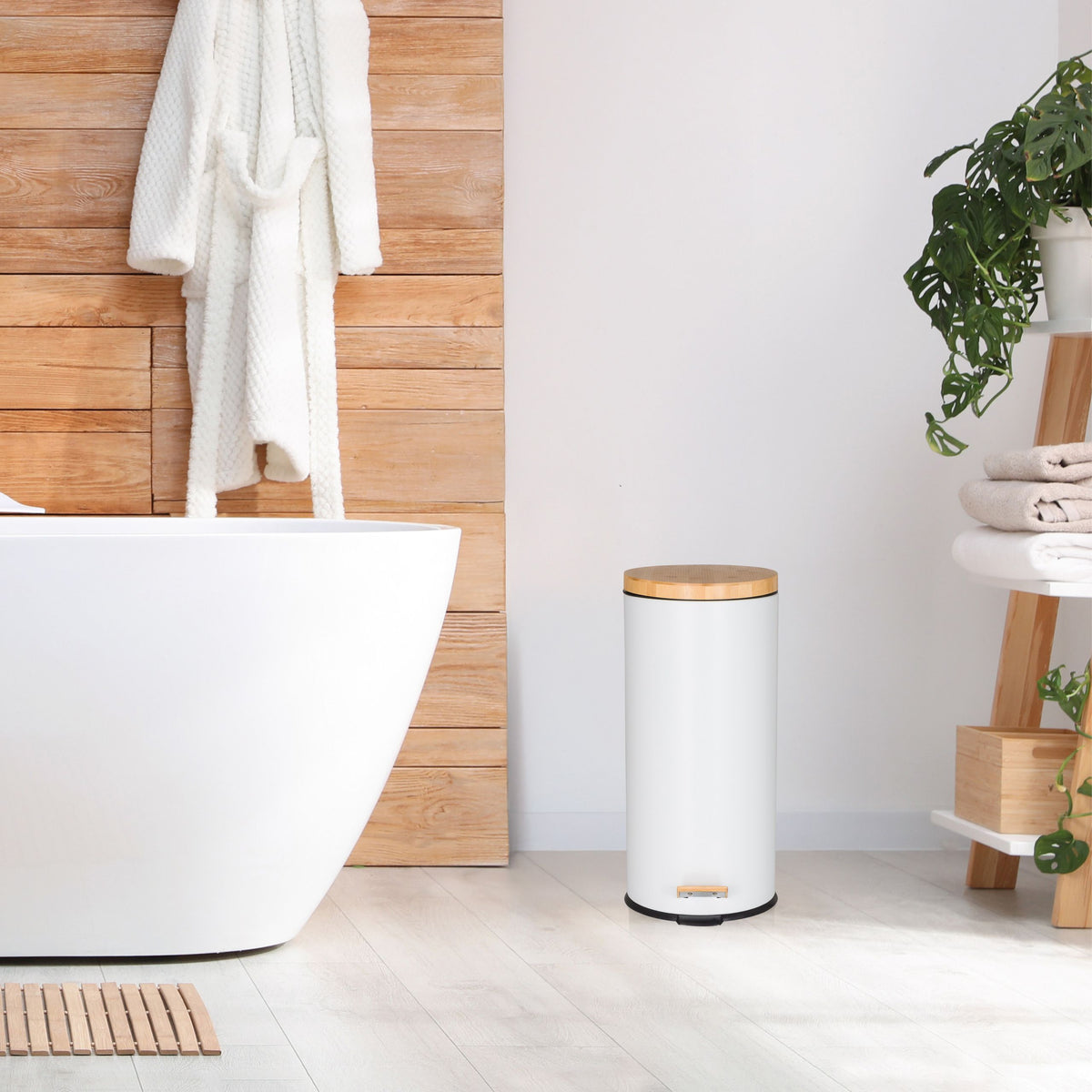 Atkritumu tvertne CLEAN BAMBOO White 30 L