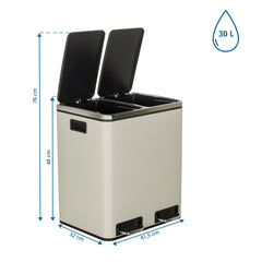 Atkritumu tvertne CLEAN Beige 2 x 15 L