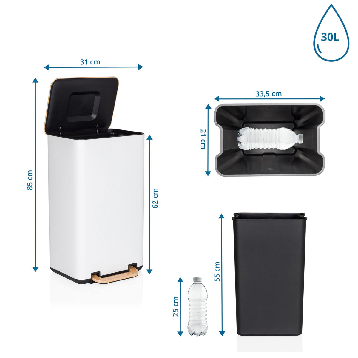Atkritumu tvertne CLEAN NATURA White 30 L