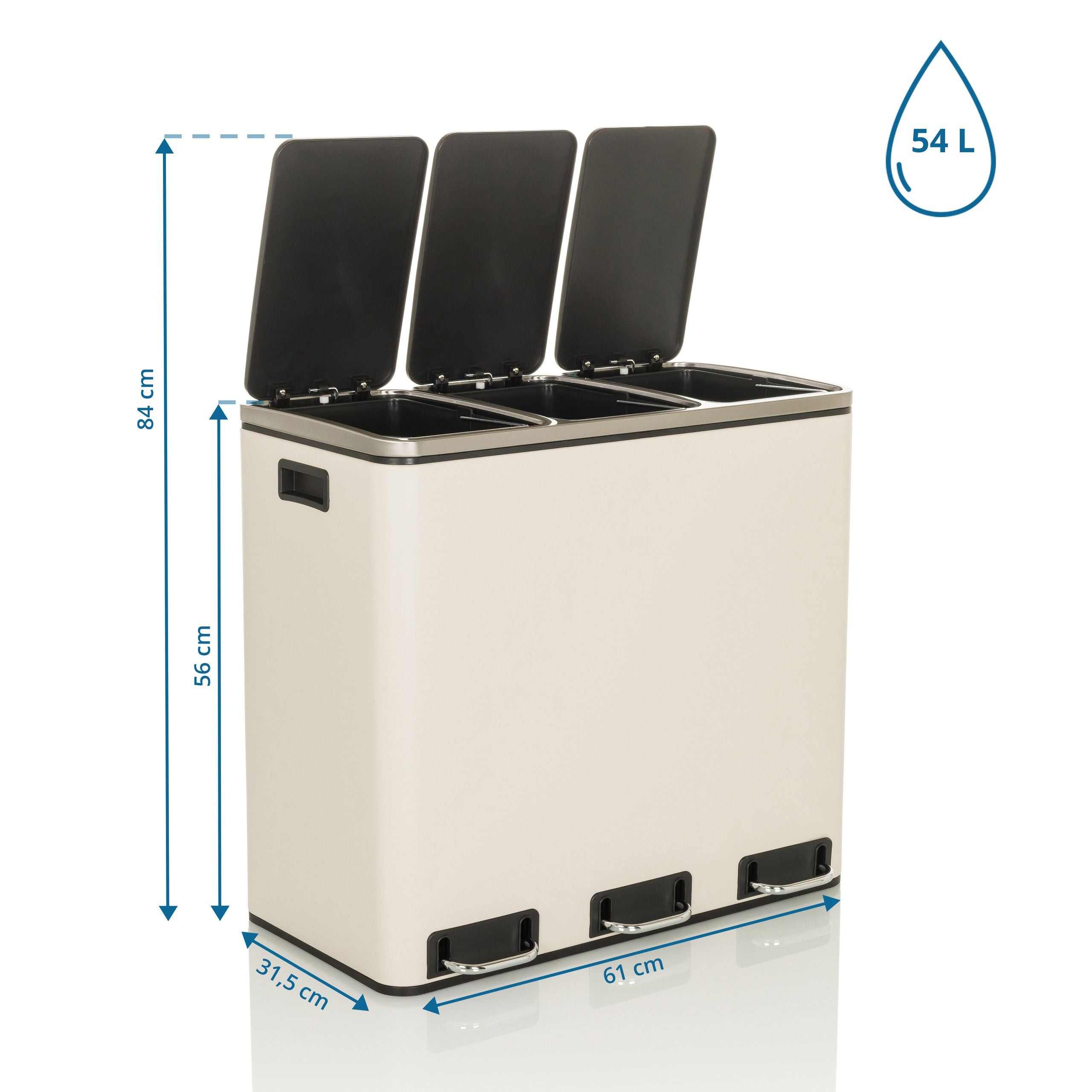 Atkritumu tvertne CLEAN PRO Beige, 3 x 18 L