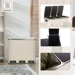 Atkritumu tvertne CLEAN PRO Beige, 3 x 18 L