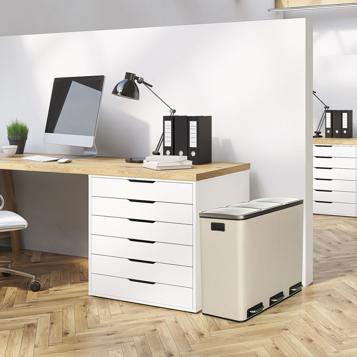 Atkritumu tvertne CLEAN PRO Beige, 3 x 18 L