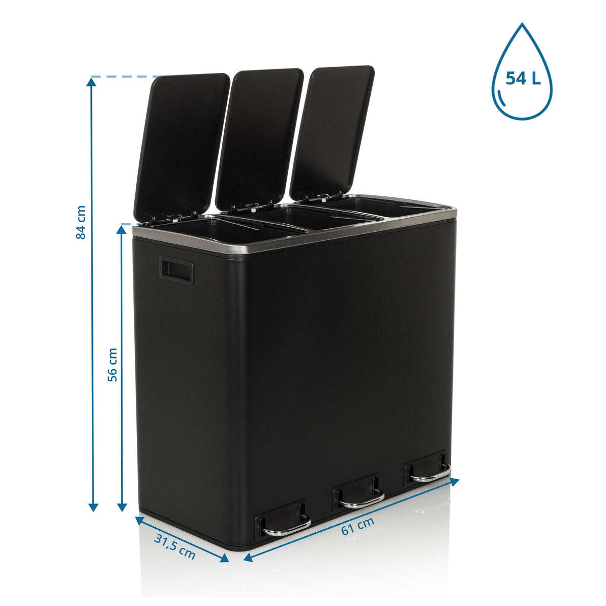 Atkritumu tvertne CLEAN PRO Black, 3 x 18 L