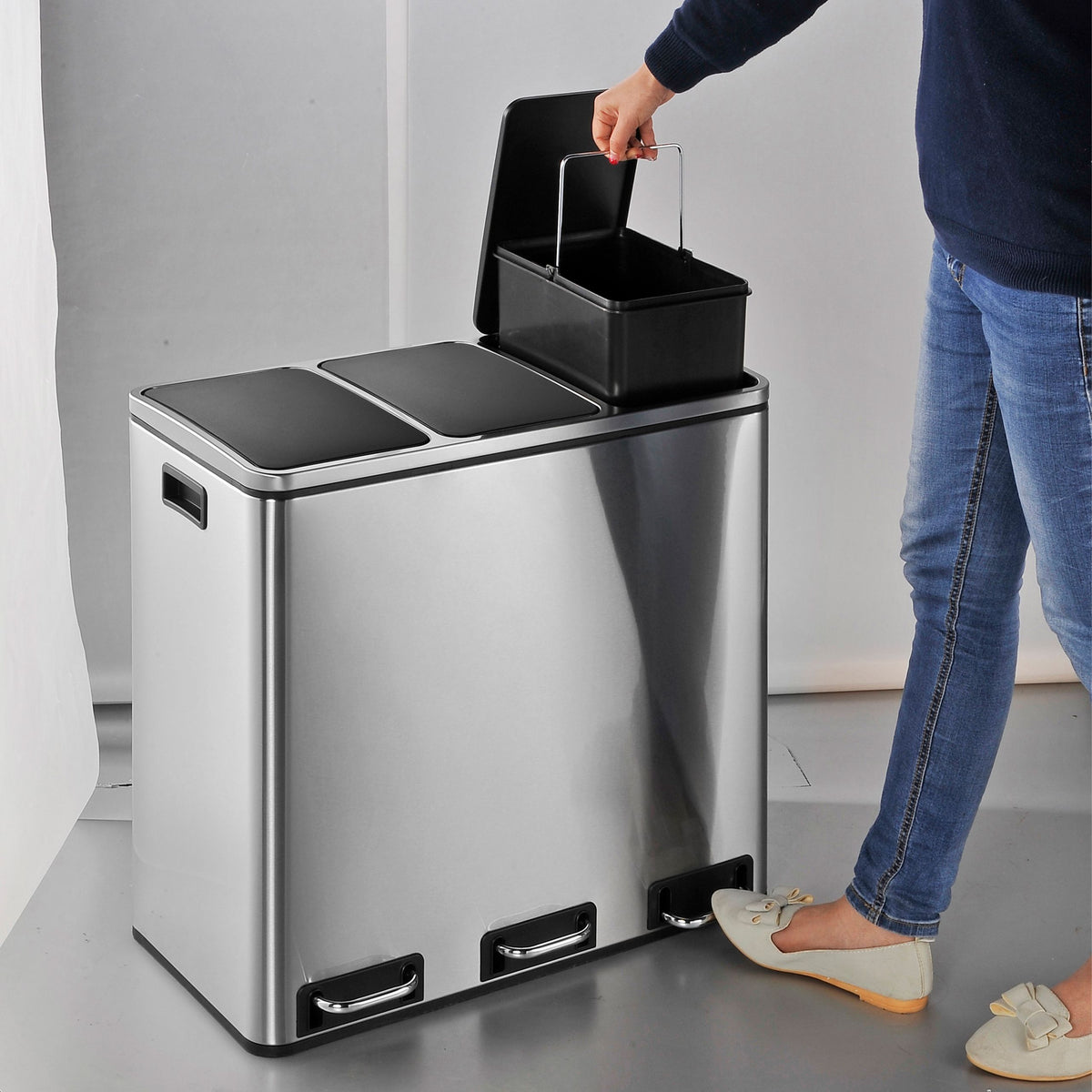Atkritumu tvertne CLEAN PRO Silver 3 x 18 L