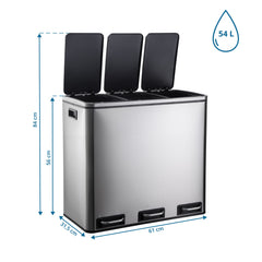 Atkritumu tvertne CLEAN PRO Silver 3 x 18 L