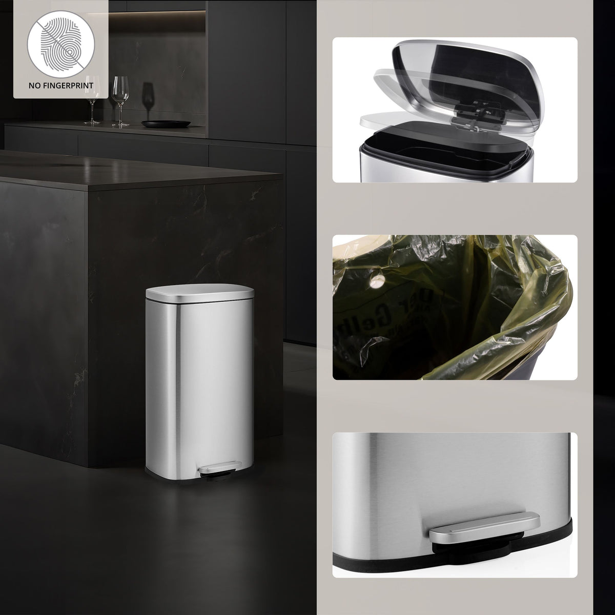 Atkritumu tvertne CLEAN STAINLESS 30 L