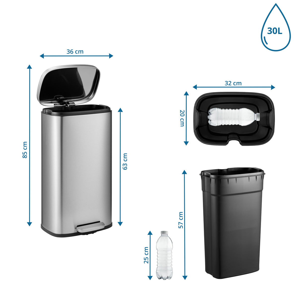 Atkritumu tvertne CLEAN STAINLESS 30 L