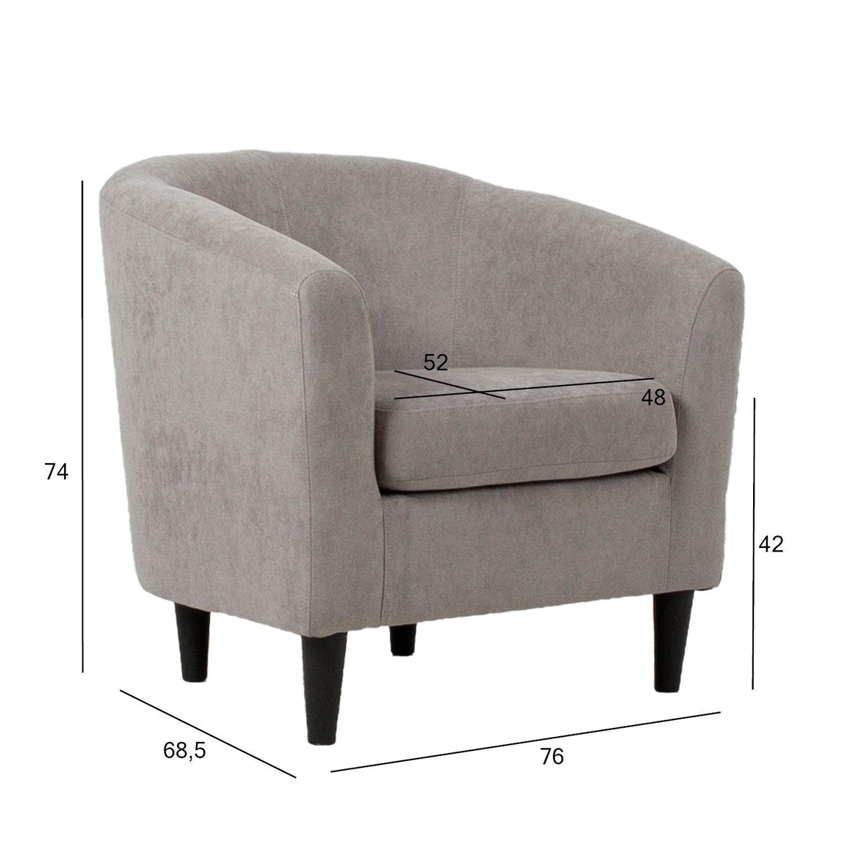 Atpūtas krēsls WESTER 76x685xH74cm pelēks audums