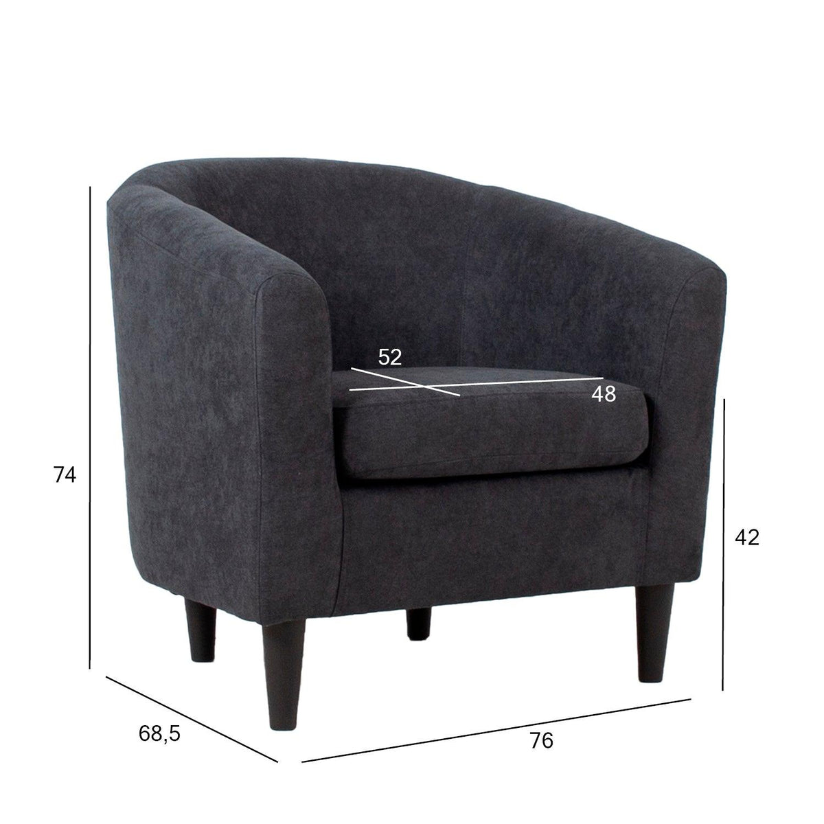 Atpūtas krēsls WESTER 76x685xH74cm tumši pelēks audums-Ergostock