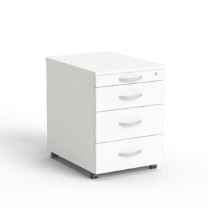 Atvilktņu bloks uz riteņiem, 4 atvilktnes, slēdzams, balts - Ergostock.lv