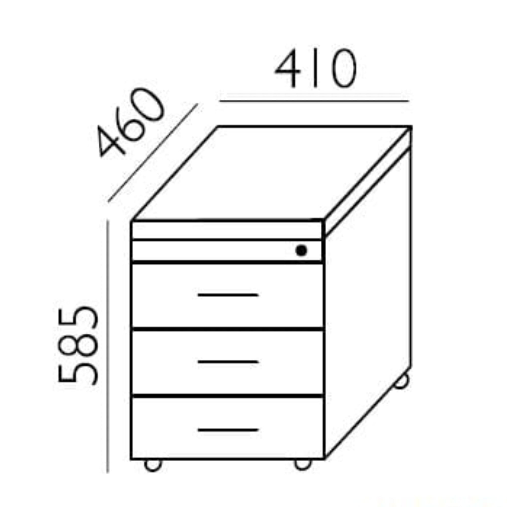 Atvilktņu bloks uz riteņiem AV-2, 3 slēdzamas atvilktnes, konfigurējams - Ergostock.lv