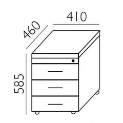 Atvilktņu bloks uz riteņiem AV-2, 3 slēdzamas atvilktnes, konfigurējams - Ergostock.lv