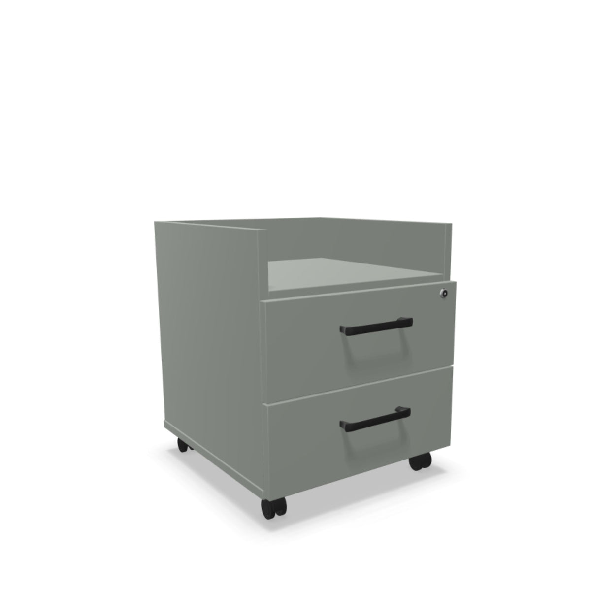 Atvilktņu bloks uz riteņiem AV-4, ar 2 slēdzamām atvilktnēm un plauktu, konfigurējams - Ergostock.lv