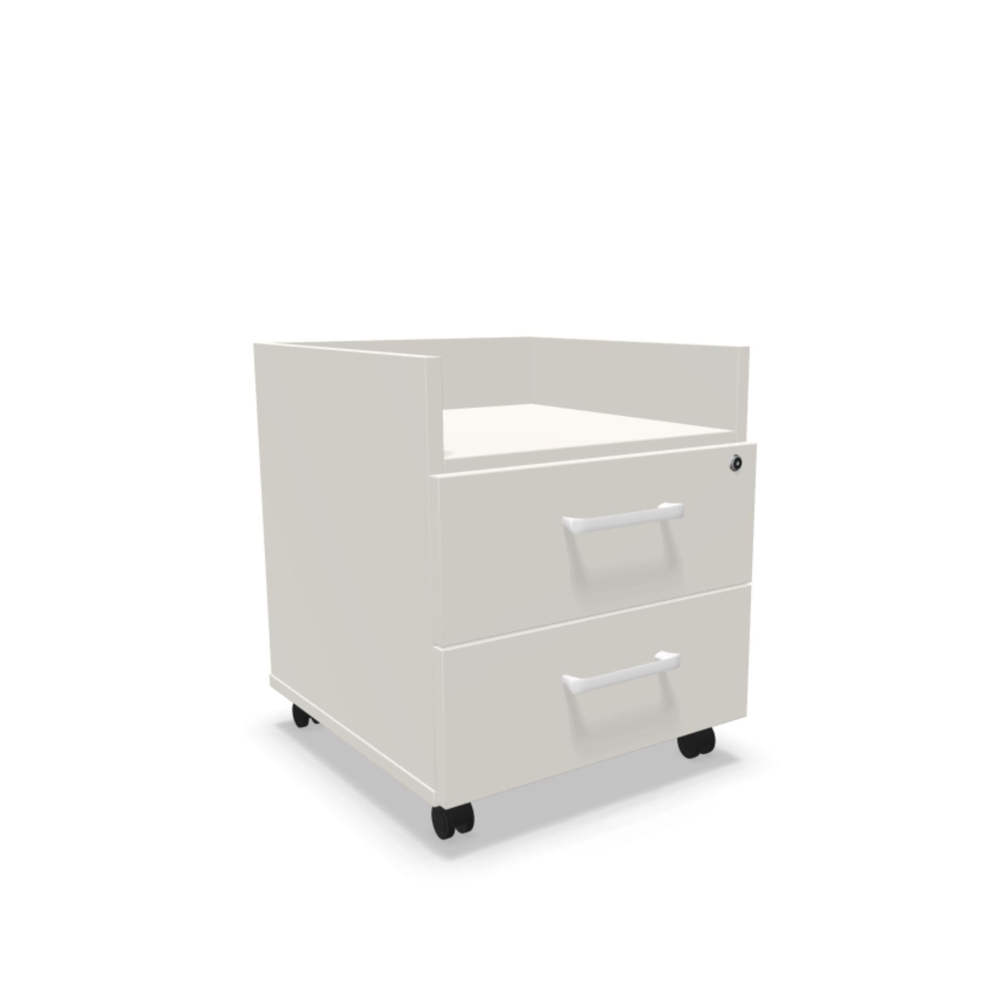 Atvilktņu bloks uz riteņiem AV-4, ar 2 slēdzamām atvilktnēm un plauktu, konfigurējams - Ergostock.lv