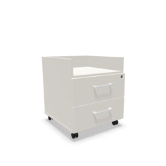 Atvilktņu bloks uz riteņiem AV-4, ar 2 slēdzamām atvilktnēm un plauktu, konfigurējams - Ergostock.lv