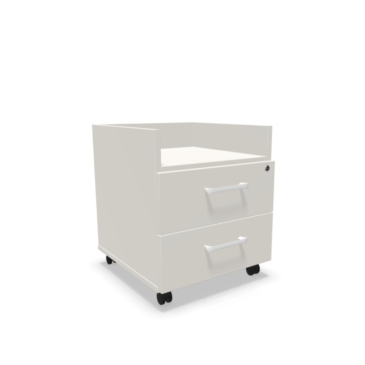 Atvilktņu bloks uz riteņiem AV-4, ar 2 slēdzamām atvilktnēm un plauktu, konfigurējams - Ergostock.lv