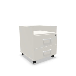 Atvilktņu bloks uz riteņiem AV-4, ar 2 slēdzamām atvilktnēm un plauktu, konfigurējams - Ergostock.lv