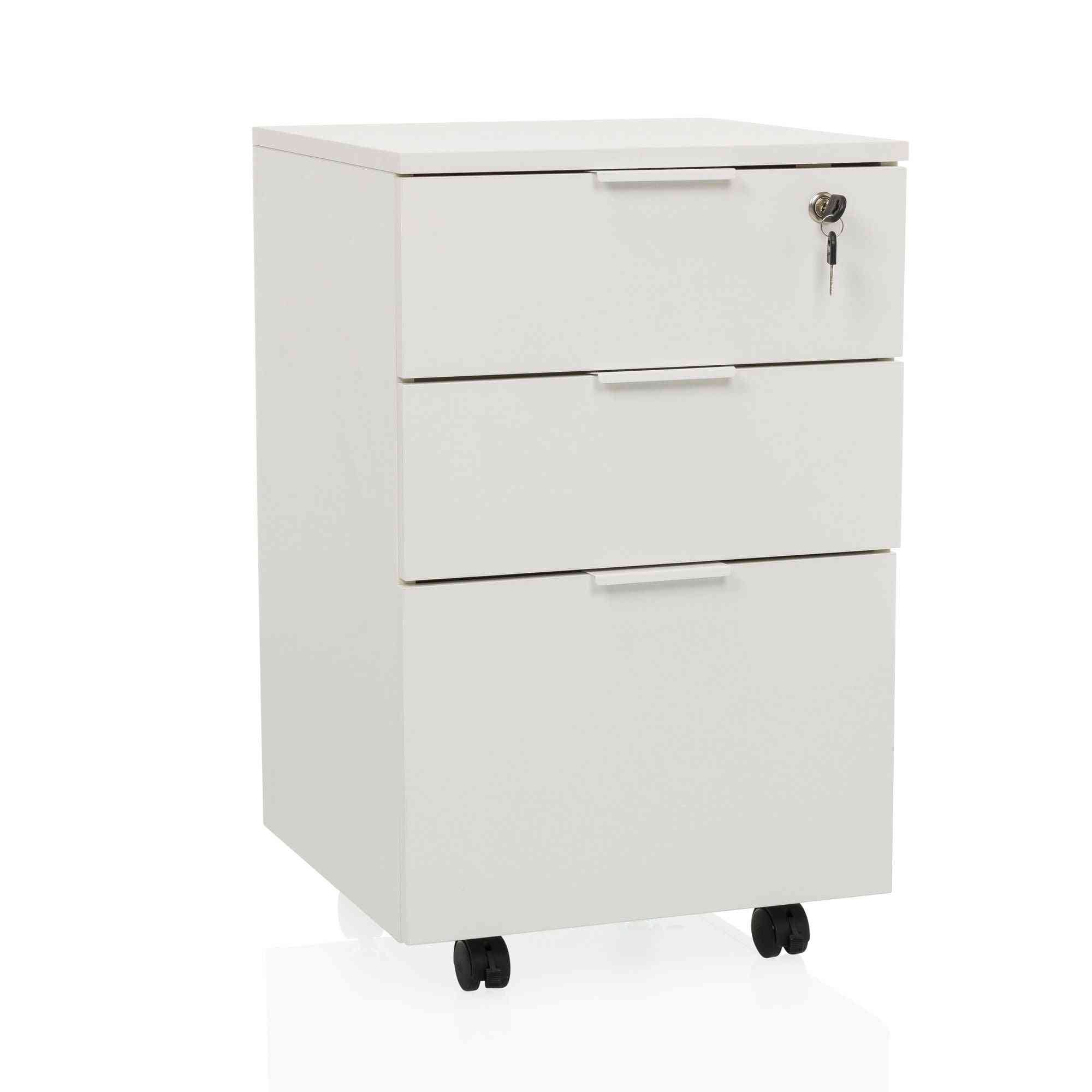 Atvilktņu bloks uz riteņiem LOCK, 3 atvilktnes, balts, slēdzams FD-Ergostock