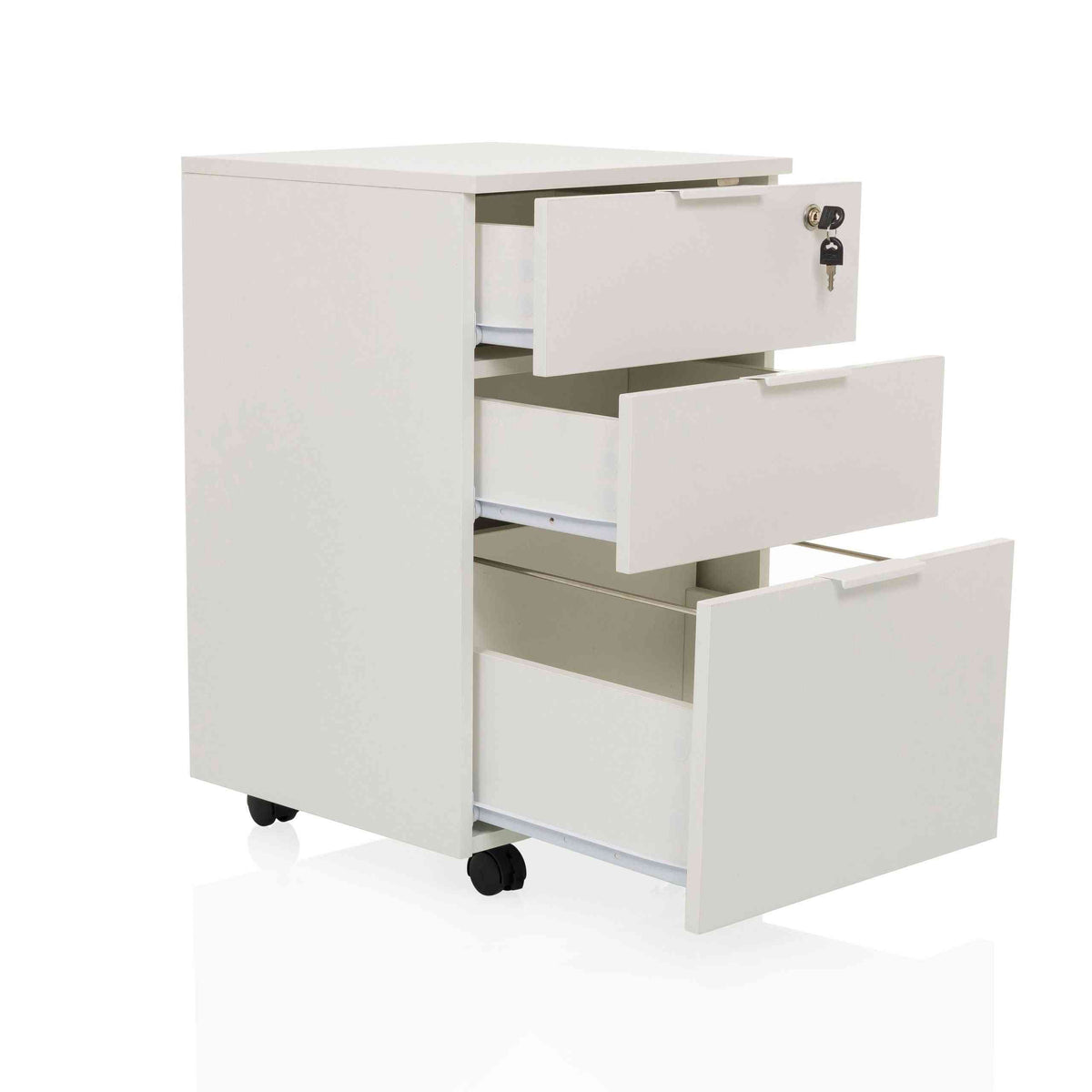 Atvilktņu bloks uz riteņiem LOCK, 3 atvilktnes, balts, slēdzams FD-Ergostock