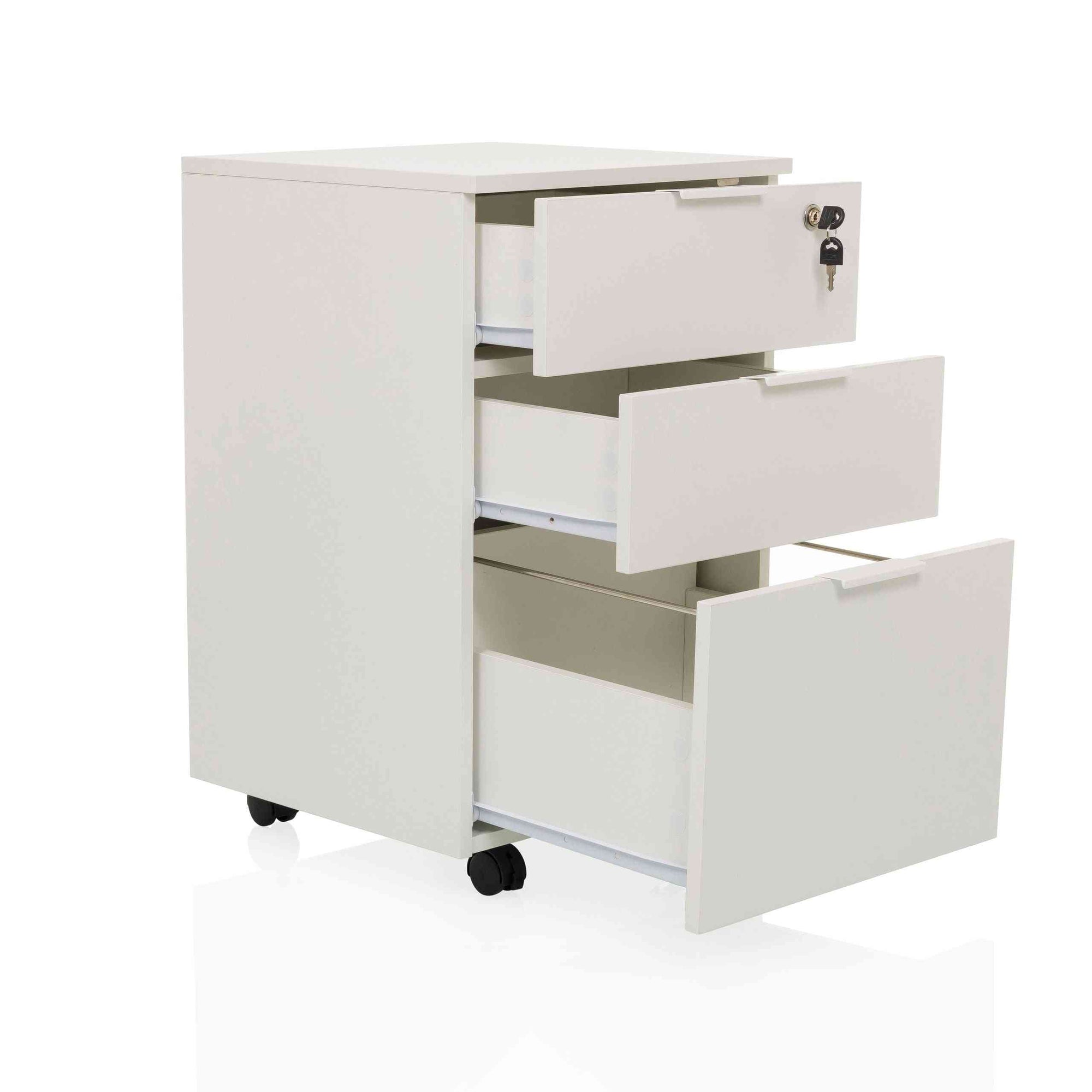 Atvilktņu bloks uz riteņiem LOCK, 3 atvilktnes, balts, slēdzams FD-Ergostock