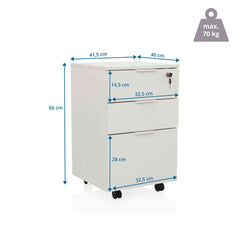 Atvilktņu bloks uz riteņiem LOCK, 3 atvilktnes, balts, slēdzams FD-Ergostock