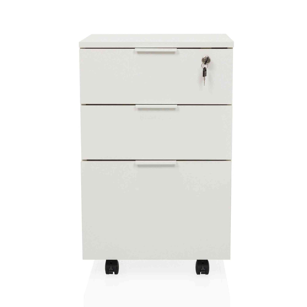 Atvilktņu bloks uz riteņiem LOCK, 3 atvilktnes, balts, slēdzams FD-Ergostock